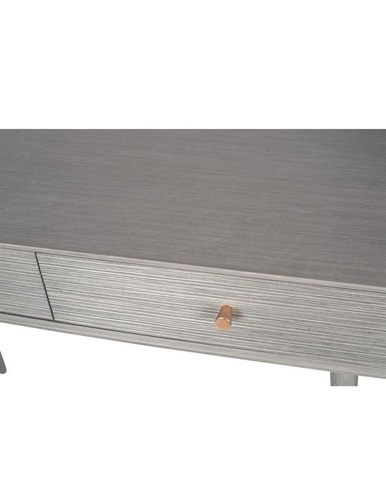 Dark Grey Pine Wood & Gold 2 Drawer Console Table