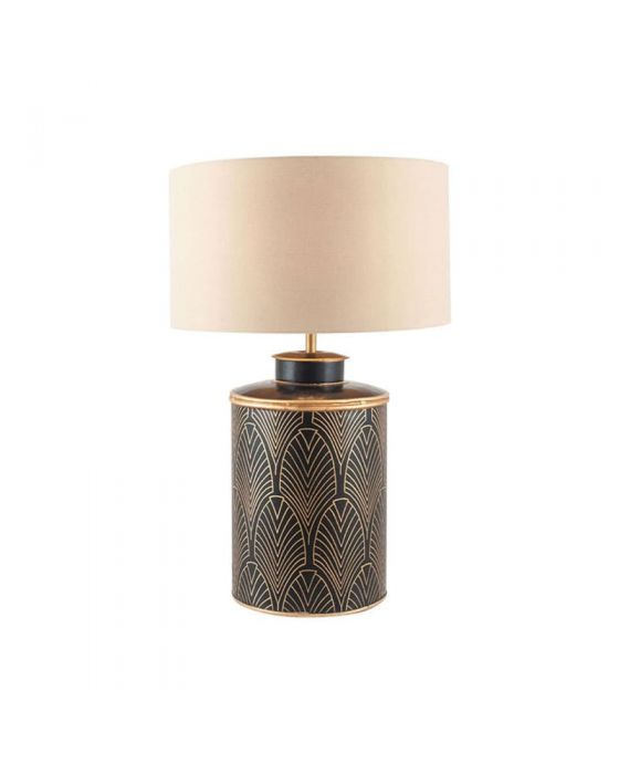 Deco Black Geo Art Deco Hand Painted Table Lamp - Base Only