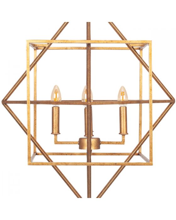 Diamond Shaped Antique Gold Metal Multi Arm Cube Pendant