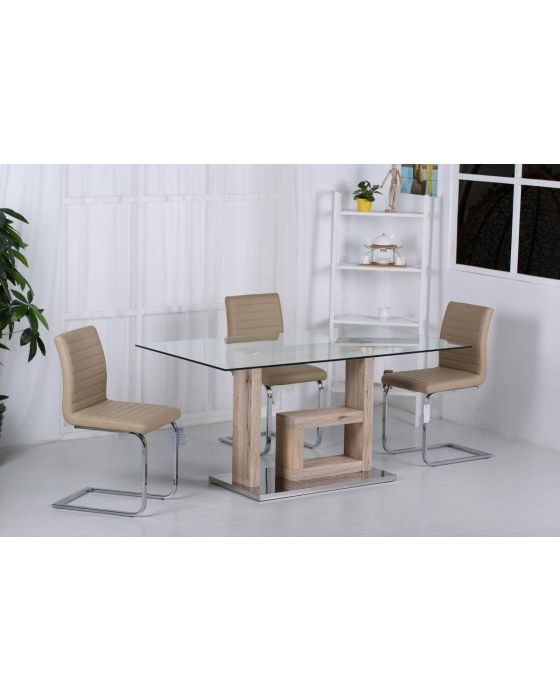 Diana Glass and Wood Feature Dining Set