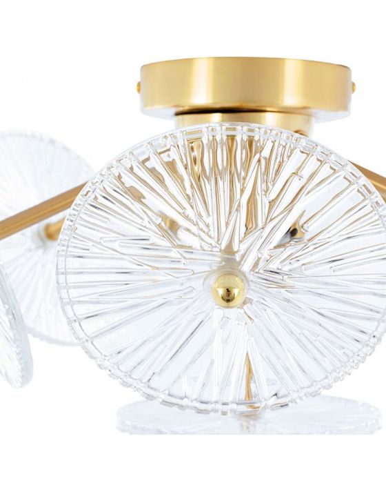 Emmie Textured Clear Glass and Gold Metal Semi-flush Pendant