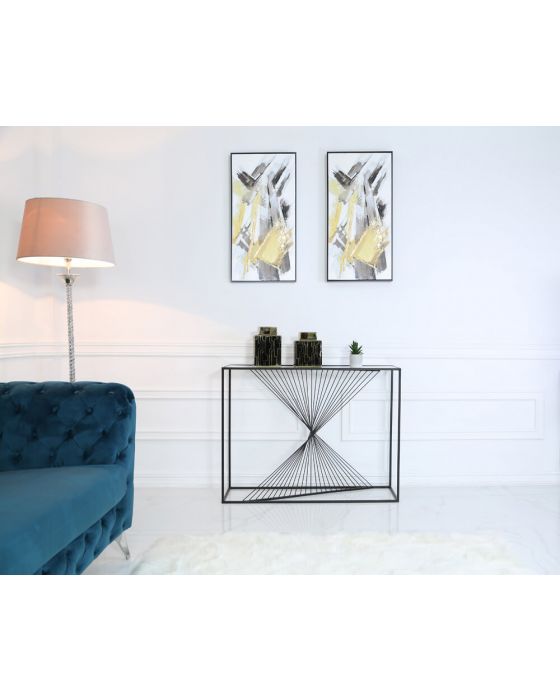 Erica Black Metal and Glass Console Table