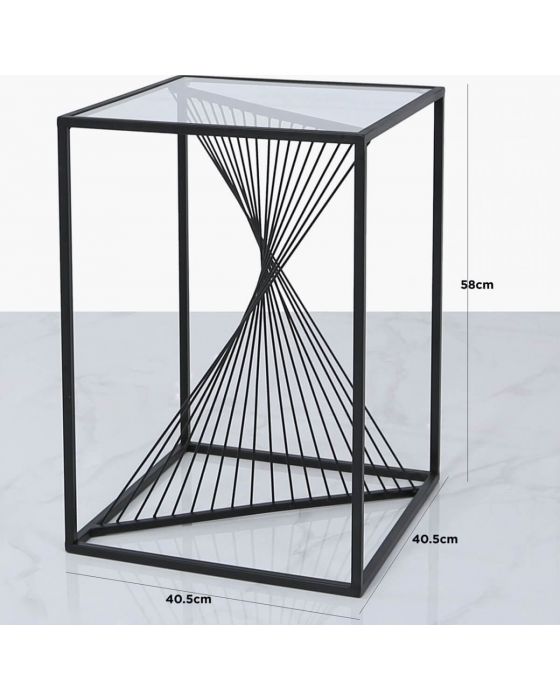 Erica Black Metal and Glass Side Table