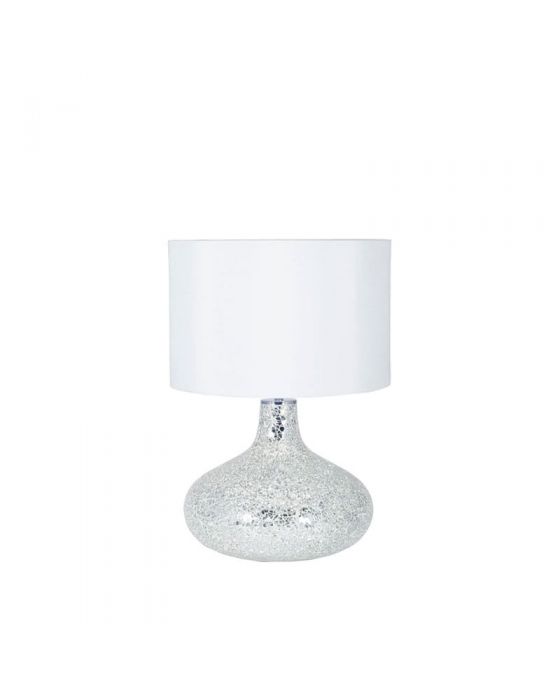 Evie Silver and White Mosaic Mirror Table Lamp