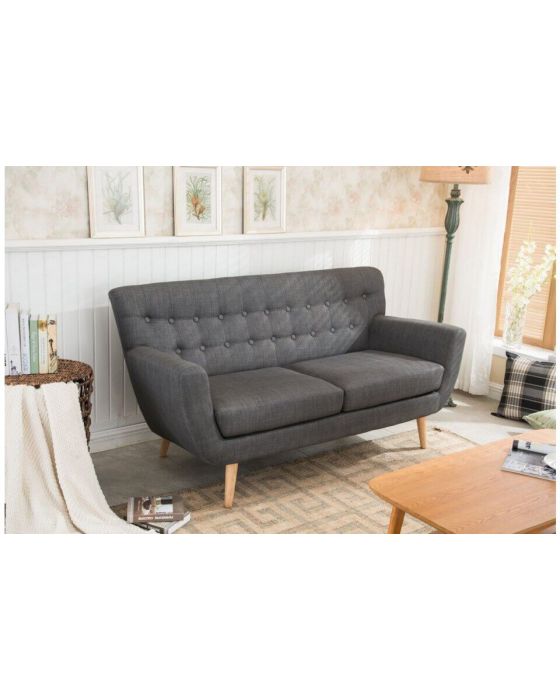 Fabric Scandinavian Style 3 Seater Sofa Grey