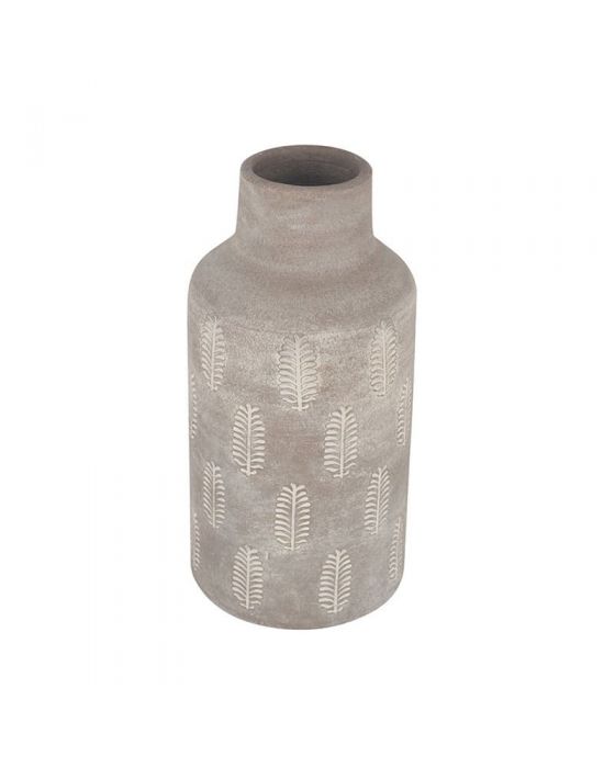 Fern Textured Matt Grey Fern Stoneware Vase