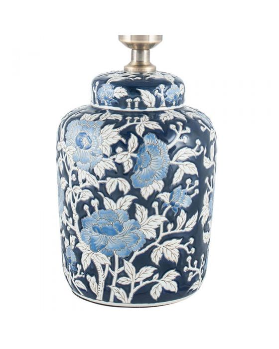 Fleur Blue Floral Ceramic Table Lamp - Base Only