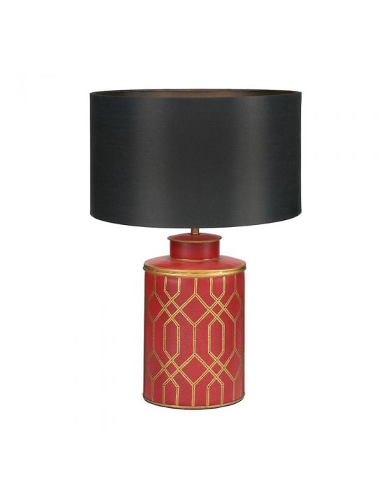 Garcia Red Hand Painted Metal Table Lamp - Base Only