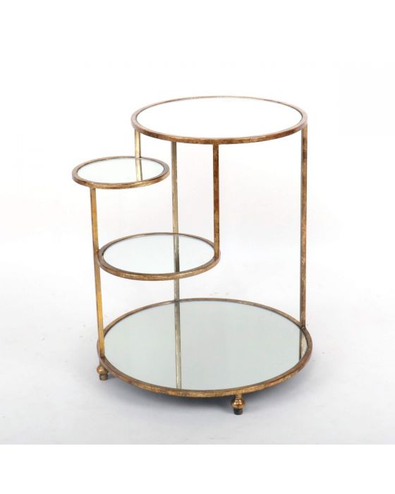 Gin Shu Gold Metal 4 Mini Shelf Round Side Table