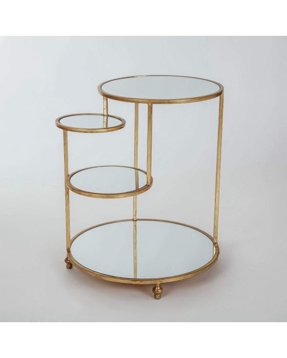 Gin Shu Gold Metal 4 Mini Shelf Round Side Table
