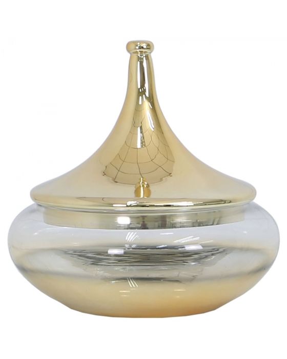 Glass Vase With Gold Fluted Lid