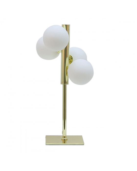 Gold Metal Table Lamp With 4 White Glass Shades