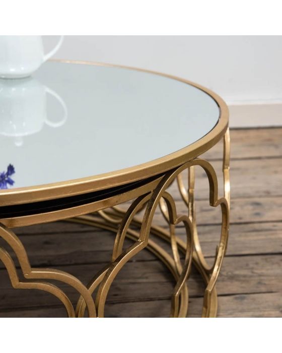 Gold Parisienne Metal Set of 2 Coffee Tables