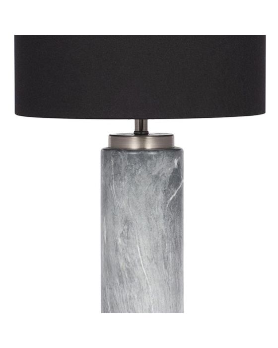 Grey Marble Effect Ceramic Table Lamp with Black Shade
