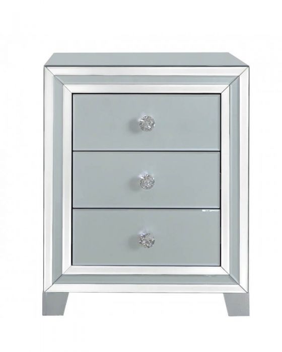 Grey Tinted Glass 3 Drawer Beside Cabinet