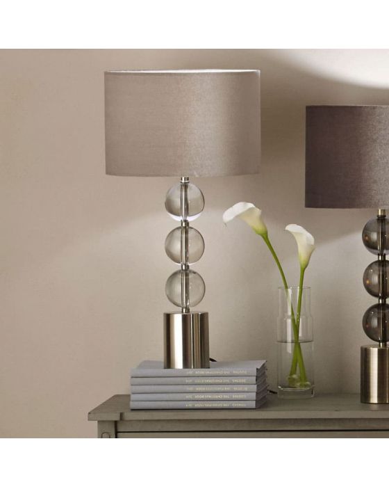 Harris Tall Brushed Silver and Clear Glass Table Lamp