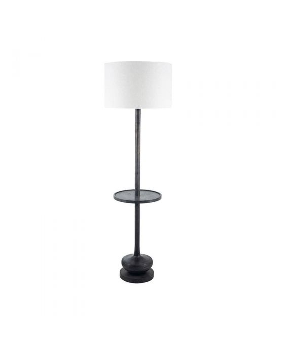 Hemi Dark Wash Wood Floor Lamp with Table - Base Only