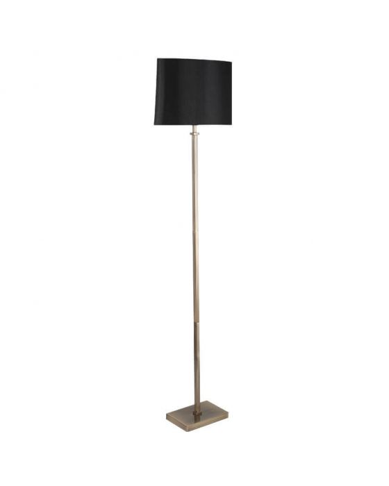 Hilton Antique Brass Square Candlestick Floor Lamp with Black Shade