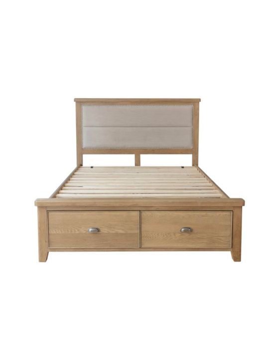 Hodson Bed Frame Fabric Headboard with Drawer Footboard