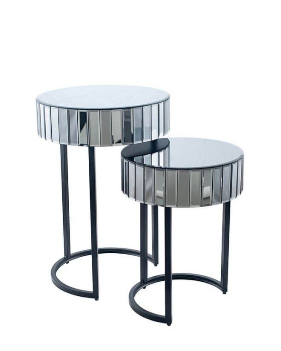Hollywood Smoked Mirrored Set of Tables
