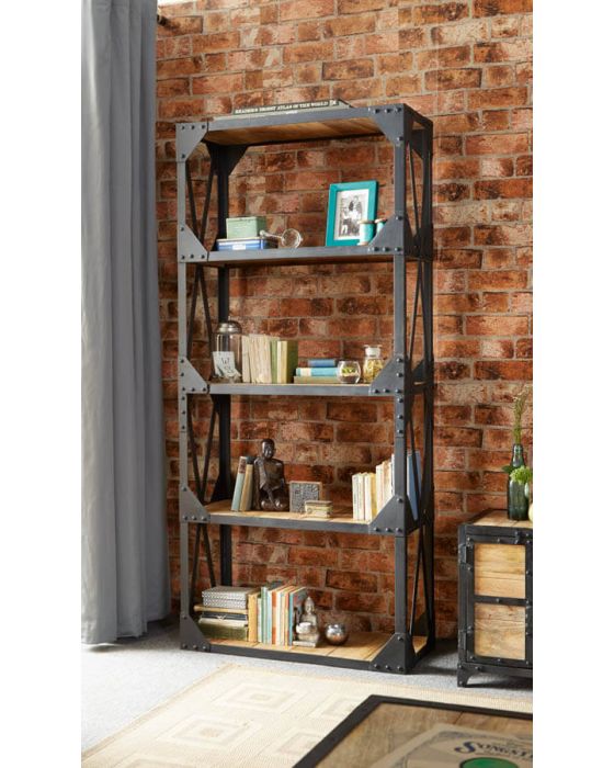 Industrial Solid Wood Bookcase