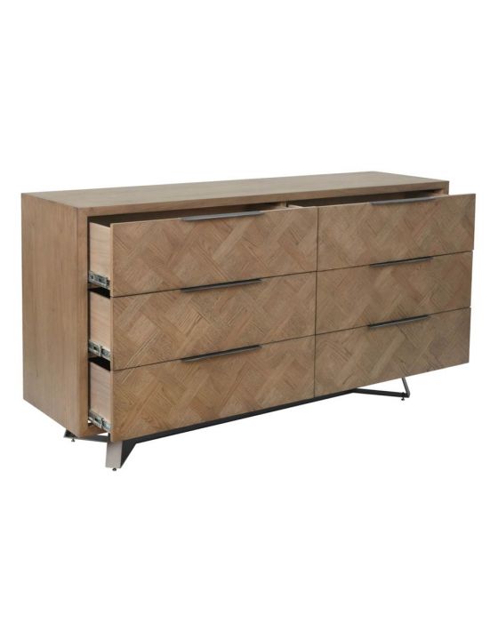 Irina Brown and Grey Patterned 6 Drawer Chest