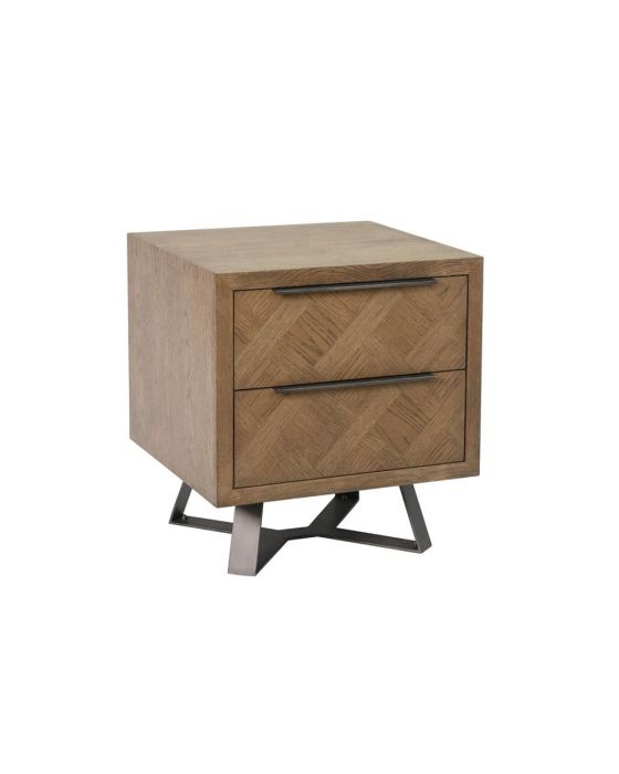 Irina Brown and Grey Patterned Bedside Cabinet