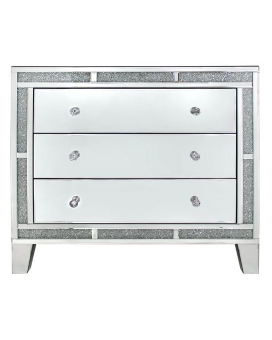 Italian Designed Mirrored 3 Drawer Large Chest Of Drawers