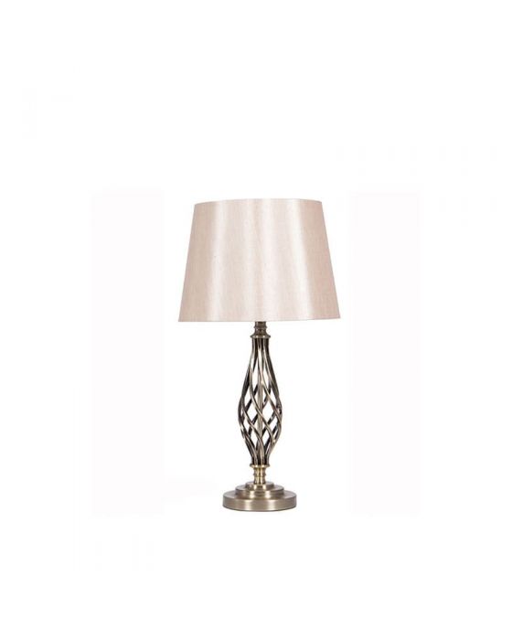 Jenna Antique Brass Metal Twist Detail Table Lamp 