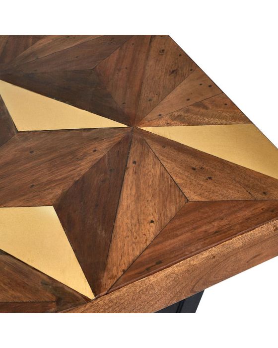 Lakota Recycled Wood and Brass Metal Console Table