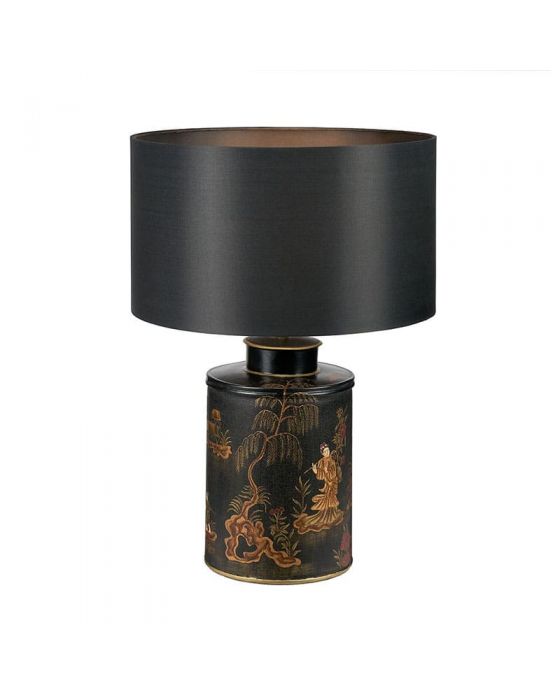 Landscape Black Hand Painted Metal Table Lamp - Base Only