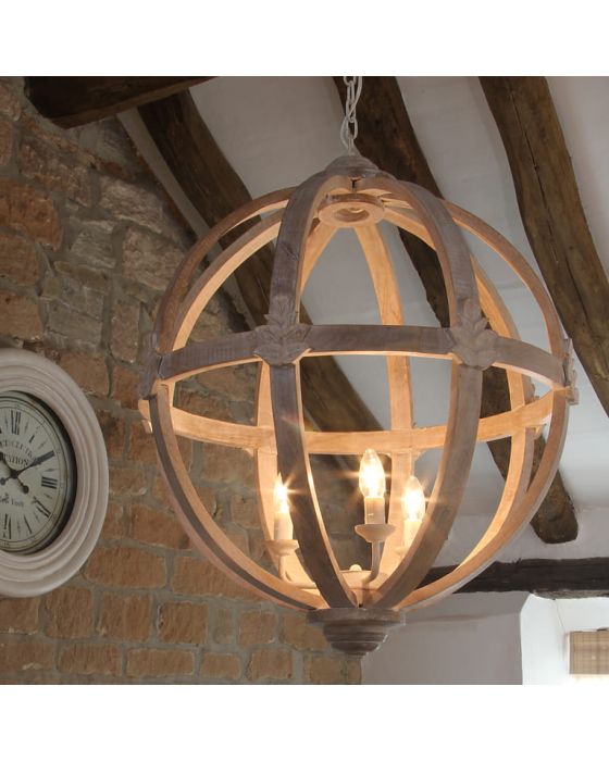 Large Round Natural Wooden Pendant