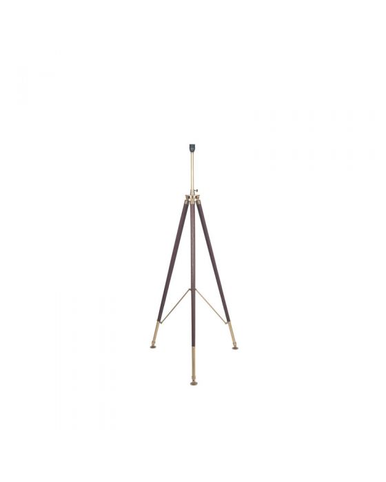 Ledbury Tan Leather and Antique Brass Tripod Floor Lamp - Base Only