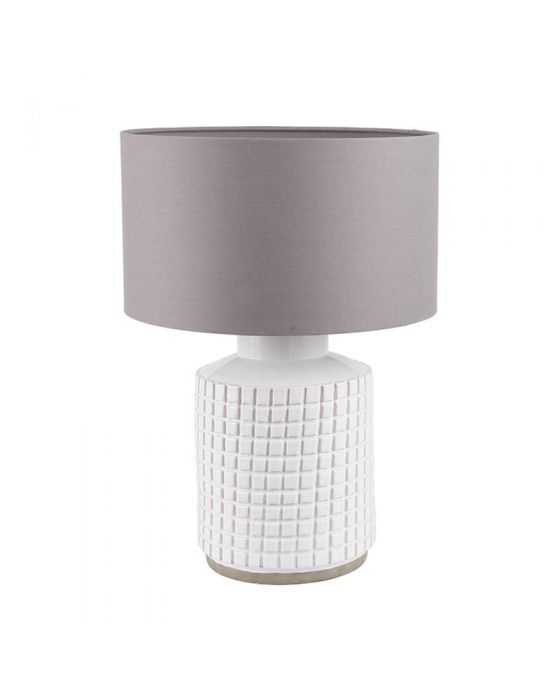 Malone Textured White Squares Design Stoneware Table Lamp - Base Only