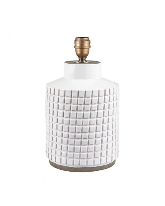 Malone Textured White Squares Design Stoneware Table Lamp - Base Only