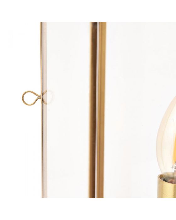 Marieta Antique Brass Metal Large Lantern Table Lamp