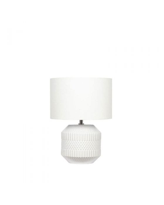 Meribel White Geo Textured Ceramic Table Lamp