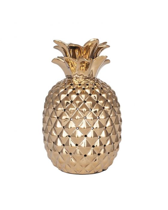Metallic Gold Ceramic Pineapple Table Lamp