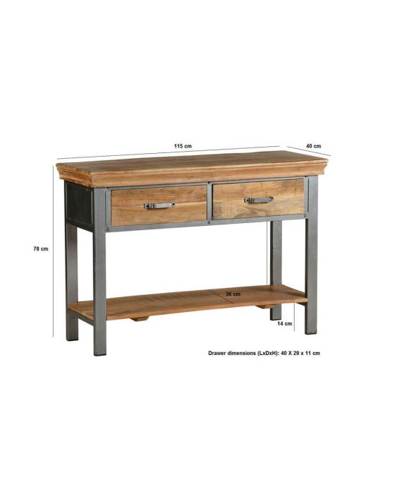 Metro Industrial 2 Drawer Console Table
