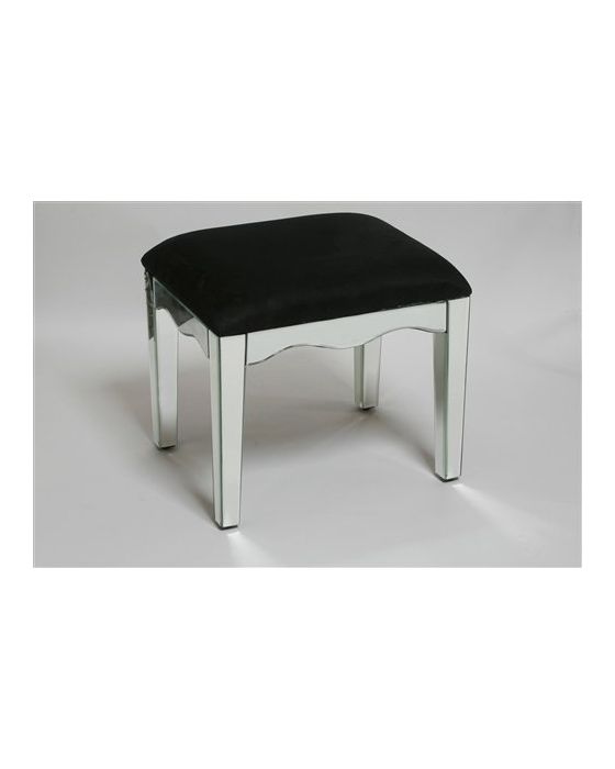 Mirrored Stool with a Black Velvet Top