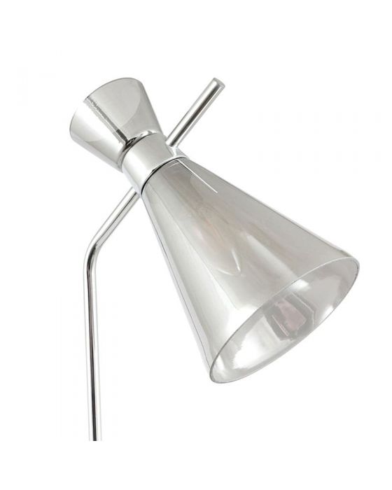 Monroe Smoke Glass and Silver Metal Waisted Floor Lamp