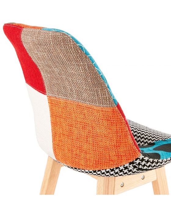 Nicklas Patchwork and Natural Wood Bar Chair