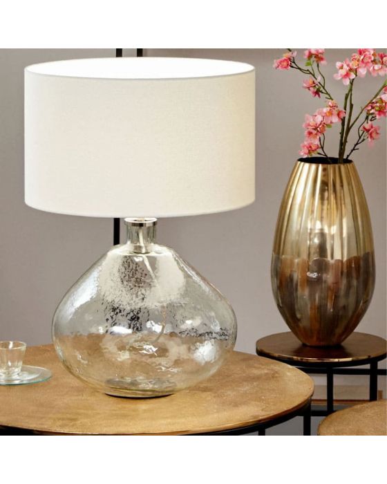 Organic Shaped Wide Clear Glass Table Lamp - Base Only