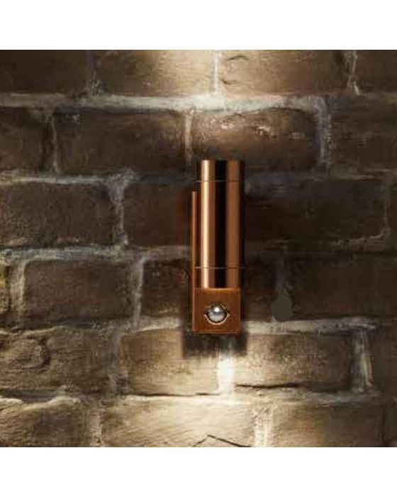 Outdoor Copper Metal Dual PIR Wall Light