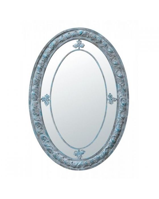 Oval Margin Blue Shabby Mirror