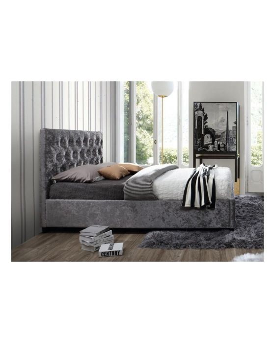 Paris Grey Or Crushed Velvet Upholstered Bed Frames
