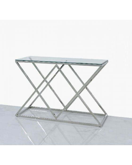 Pearl Stainless Steel and Glass Console Table
