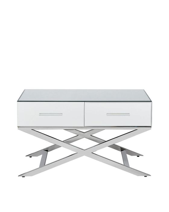 Rocco Silver Mirrored Glass and Metal Coffee Table