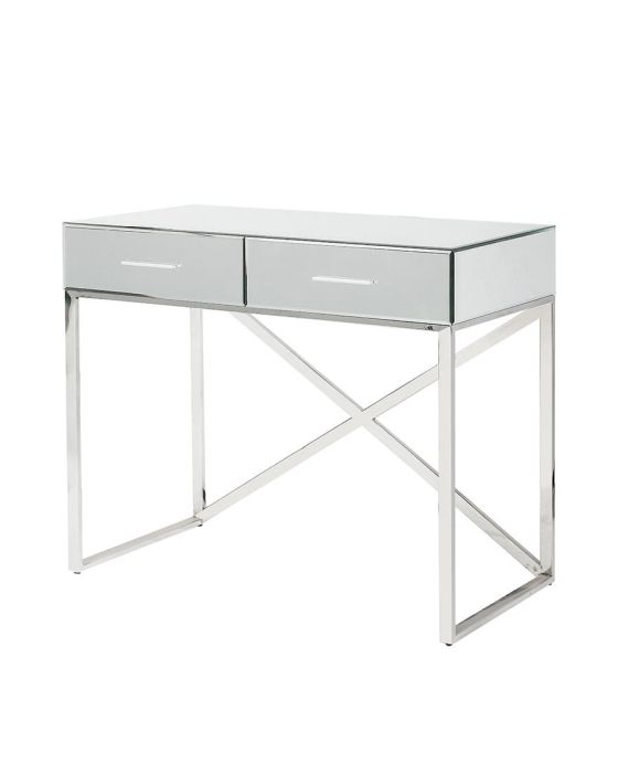 Rocco Silver Mirrored Glass and Metal Desk/Console Table
