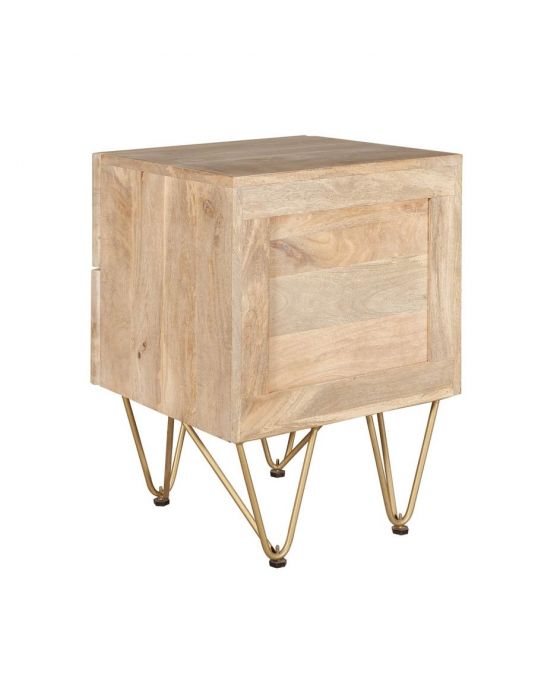 Sai Light Gold 2 Drawer Side Table With Gold Inlay